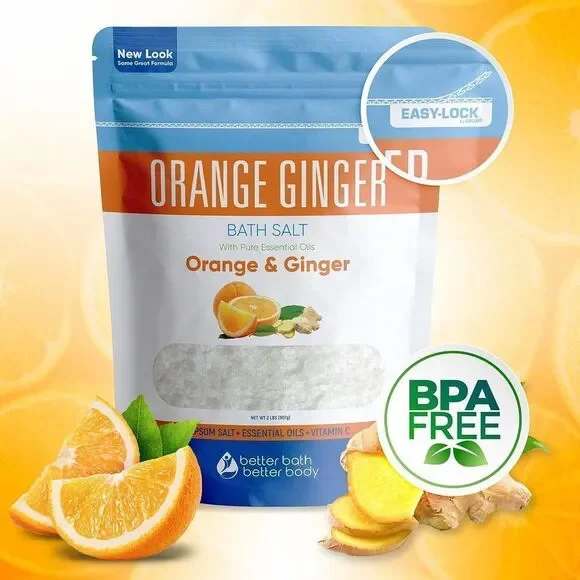 Orange Ginger Bath Salt - 32 Oz Epsom Salt With Ginger & Orange Essential Oils
